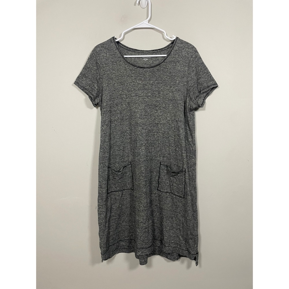 Eileen Fisher Hemp Organic Cotton Mini-Stripe T-Shirt Dress in Black/Ecru
